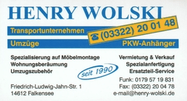 Umzugsunternehmen Wolski Henry Transportunternehmen Umzugsunternehmen Wolski Henry Transportunternehmen